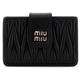 Miu Miu Tarjetero de piel Nappa Negro