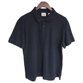 Burberry Polo a maniche corte con logo ricamato blu navy Blu