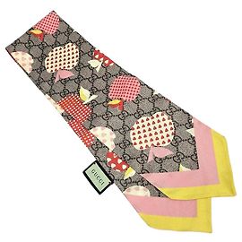 Gucci Lenço de seda com laço Pink GG Les Pommes Apple Rosa