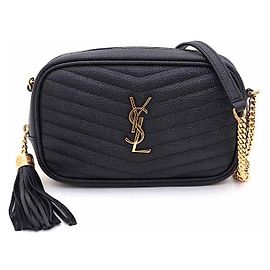 Saint Laurent Bolsa de Ombro e Bolsa Transversal Lou Mini Matelassé Preto