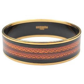 Hermès Two-Tone Woven Pattern Gold Plated Bangle Multiple colors