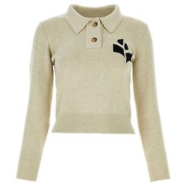 Isabel Marant NOLA Logo Strickpolo Hellgrau Golden