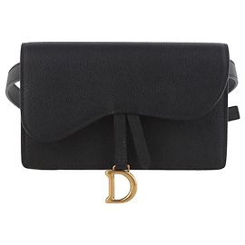 Dior Black Leather Saddle Belt Bag Black