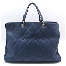 Chanel Bolsa de compras Timeless Shopper em caviar macio azul Azul