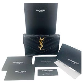 Saint Laurent Matelassé Mono Mini Wallet Black