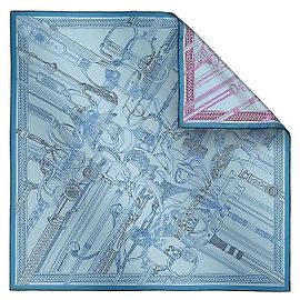 Hermès Sciarpa Carré Reversibile in Seta Double Face Remix da Donna Blu