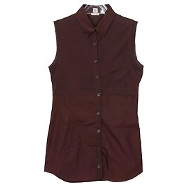 Hermès Vestido de punto de algodón sin mangas color Burdeos Talla Roja