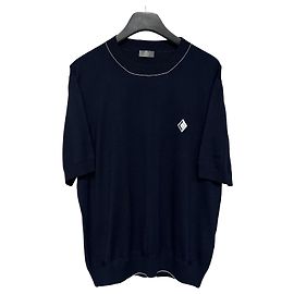 Dior Kurzärmeliges Strick-T-Shirt mit CD DIAMOND Logo Schwarz