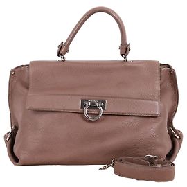 Salvatore Ferragamo Brown Ganchini Medium Shoulder Bag Brown