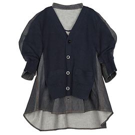 Sacai Kurzärmelige Jeans-Strickjacke für Damen Schwarz