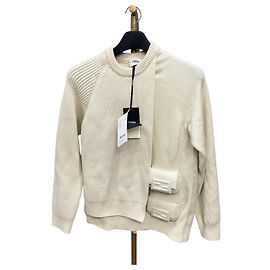 Fendi Neuer Rundhalsstrick mit Taschendetails Größe Weiß