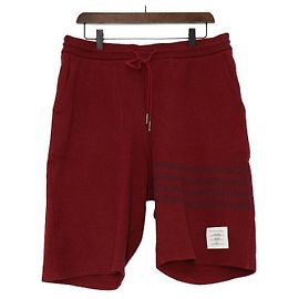 Thom Browne Doppelseitige Herrenshorts aus Baumwolle mit Seitenstreifen Rot