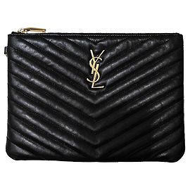 Saint Laurent Clutch Monogram Small Nero