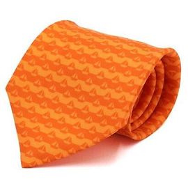 Hermès Orange Sailboat Pattern Silk Tie Orange