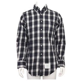 Thom Browne Camisa de algodón para hombre con estampado de cuadros tartan negro Multicolor