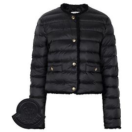 Moncler Fleurs Black Boucle Trimming Daunenjacke Schwarz