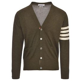 Thom Browne Klassischer Cardigan aus feiner Merinowolle Grün