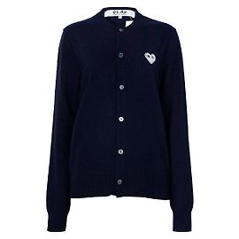 Comme Des Garcons Cardigan de lã com logotipo de coração azul-marinho Azul