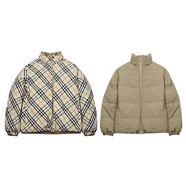 Burberry Grain Check Reversible Goose Down Jacket Brown