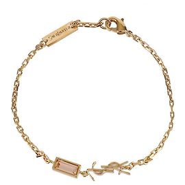 Saint Laurent Pulseira de Charme Cassandra em Metal e Strass Dourado