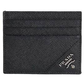Prada Saffiano Kartenetui Schwarz Schwarz