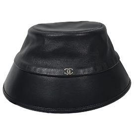 Chanel Leather Bucket Hat Silvery