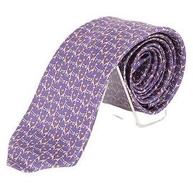 Bulgari Giraffe Pattern Purple Silk Tie Purple