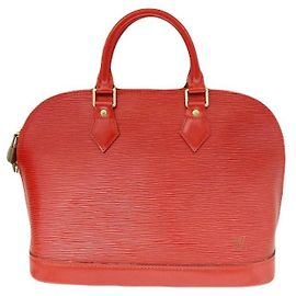 Louis Vuitton Red Épi Leather Alma Tote Bag Red