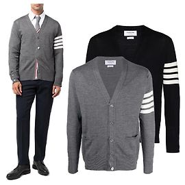 Thom Browne Diagonal Merino Wool Cardigan Brown