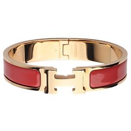Hermès Pulsera Click Coral Oro Rosa PM Rosa