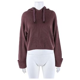 Pull à capuche en maille à manches longues Brunello Cucinelli Marron