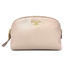 Sac à main/Pochette en cuir gris Prada Marron