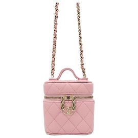 Chanel Mini borsa vanity con manico superiore in caviar rosa Rosa