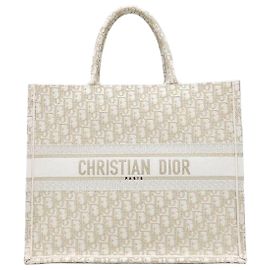 Dior Oblique Book Tote Large Ecru Gold Weiß