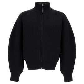 Jacquemus Merino-Strickjacke mit Reißverschluss Schwarz