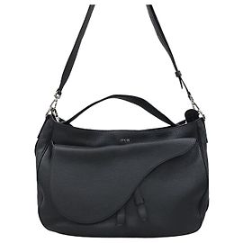 Dior Borsa Saddle in pelle granulata nera Nero