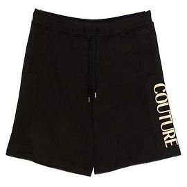 Versace Short de moletom de algodão com logo Preto