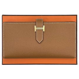 Hermès Portafoglio Lungo Bearn Sigillo Oro Arancione