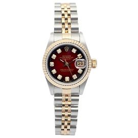 Rolex Orologio Datejust Combi Burgundy After Diamond da Donna Rosso