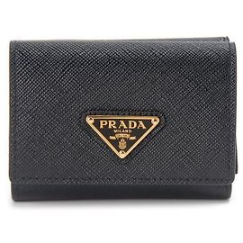Prada Portafoglio Saffiano con logo Triangle Nero