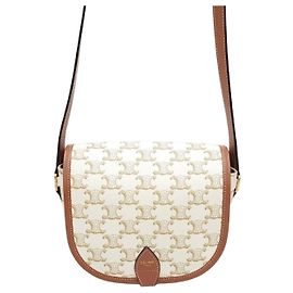 Céline Triomphe Canvas Medium Polka Bag Silber
