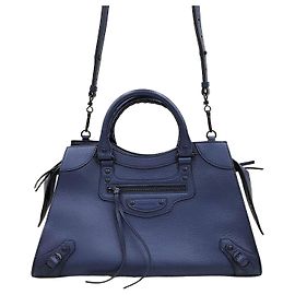 Balenciaga Neo Classic Leather City Shoulder Bag Blue