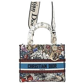 Dior Embroidered Lady Delight Bag Medium Latte Multi Multiple colors