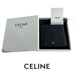 Céline Grained Calfskin Men's Wallet Black Black