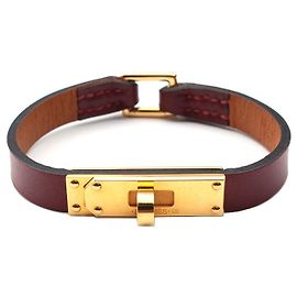 Hermès Pulsera Micro Kelly burdeos con baño de oro XS Roja