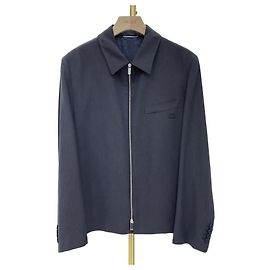 Dior Wool Blend Twill Classic Zip Jacket Grey Brown
