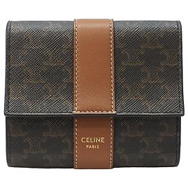 Céline Triomphe Triope Small Wallet Brown