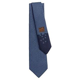 Hermès Corbata de seda geométrica azul marino Azul
