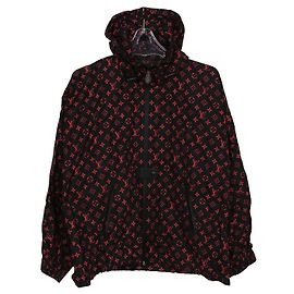 Louis Vuitton Red Monogram Nylon Shorts Hooded Jacket Red