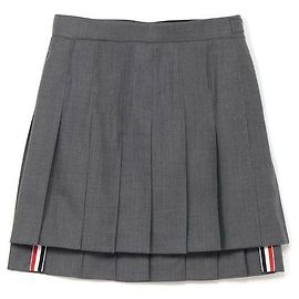 Thom Browne Mini saia plissada em sarja de lã Marrom